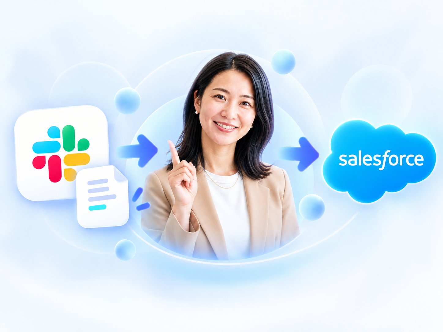 SlackからAI-OCRを経てSalesforceへ登録する連携イメージ